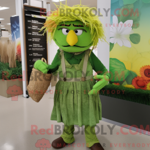 Lime Green Scarecrow mascot...