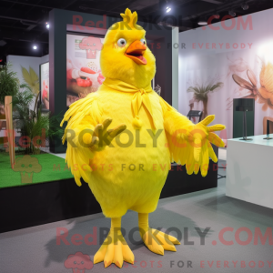 Lemon Yellow Rooster mascot...