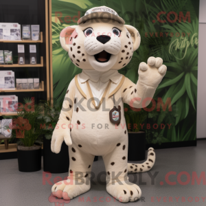 Cream Jaguar mascot costume...