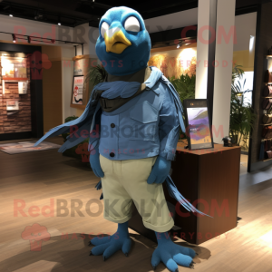 Blue Pigeon maskot kostume...