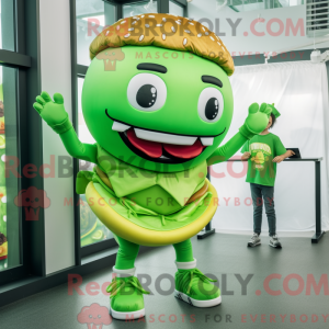 Lime Green Hamburger mascot...