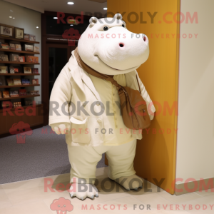 Cream Hippopotamus mascot...