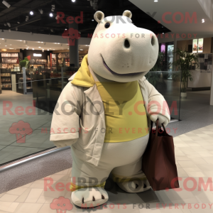 Cream Hippopotamus mascot...
