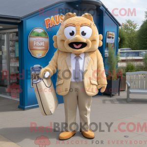 Tan Fish And Chips mascot...