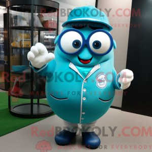 Cyan Baseball Ball maskot...