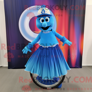 Blå Unicyclist maskot...
