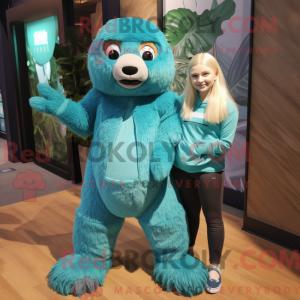 Teal Giant Sloth maskot...