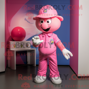 Pink Juggle mascot costume...