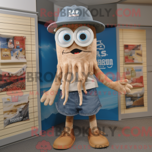 Tan Squid-mascottekostuum...