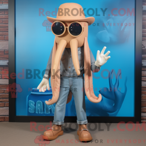 Tan Squid-mascottekostuum...