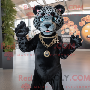 Svart Cheetah-maskotkostyme...
