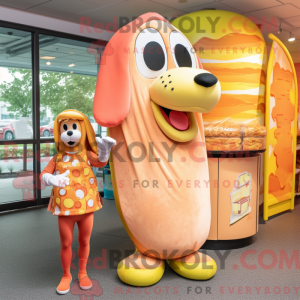 Peach Hot Dog mascot...