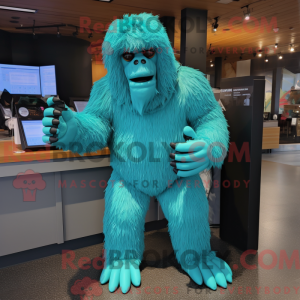 Blågrøn Sasquatch maskot...