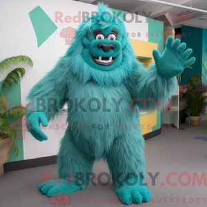 Teal Sasquatch mascot...