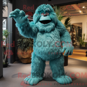 Blågrøn Sasquatch maskot...