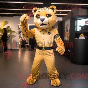 Gold Jaguar mascot costume...