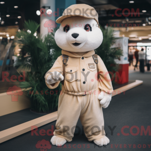 Beige ilder maskot kostume...
