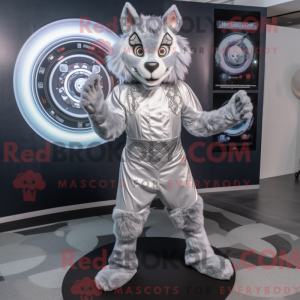 Silver Lynx mascot costume...