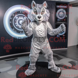 Sølv Lynx maskot kostume...