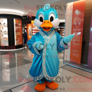 Maskot karakter af en cyan...