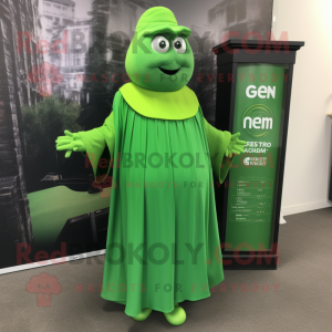 nan Green Beer mascot costume character dressed with a Maxi Dress and Cufflinks