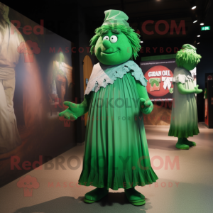 nan Green Beer mascot costume character dressed with a Maxi Dress and Cufflinks