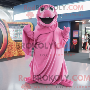 Maskottchenfigur einer rosa...
