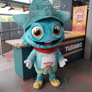 Mascot character of a Teal...