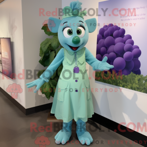 Maskotkarakter af en cyan...