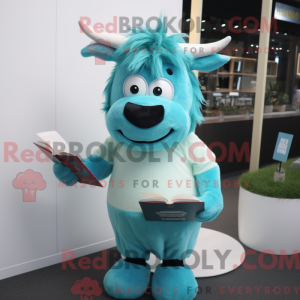 Maskotkarakter af en Cyan...