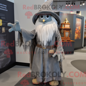 Maskotfigur av en grå...