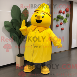 Maskot-karakter av en gul...