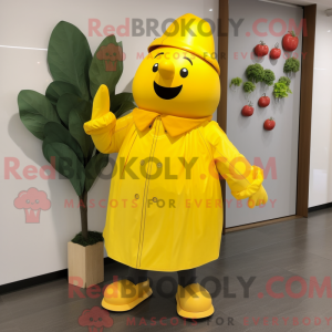 Maskotkarakter af en gul...