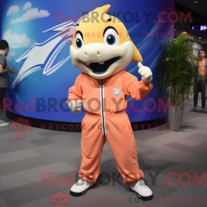 Maskotfigur af en Peach...