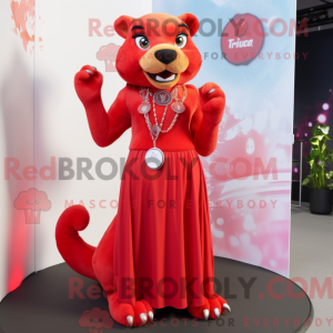 Mascottefiguur van een rode...