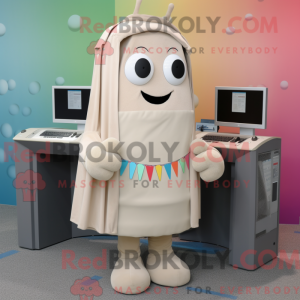 Maskotkarakter af en beige...