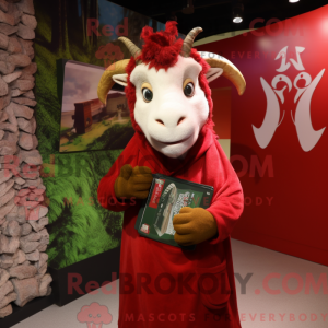 Maskot karakter af en rød...