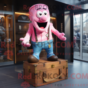 Mascottefiguur van een roze...