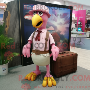 Maskottchenfigur eines rosa...