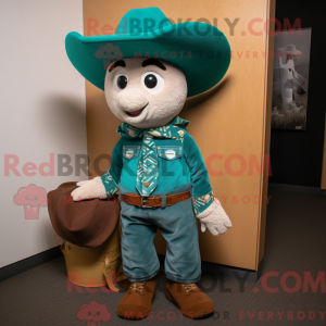 Postava maskota Teal Cowboy...