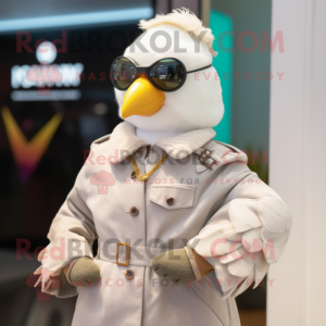 nan Dove mascot costume character dressed with a Moto Jacket and Watches