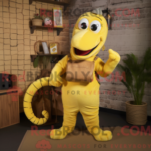 Mascot-karakter af en gul...