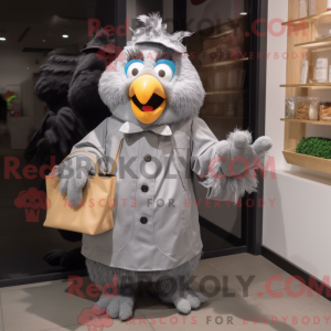 Maskot karakter af en grå...