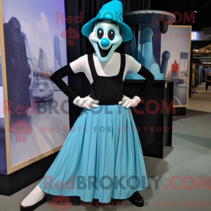 Maskotfigur af en cyan mime...