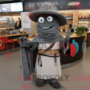 Maskotkarakter af en grå...