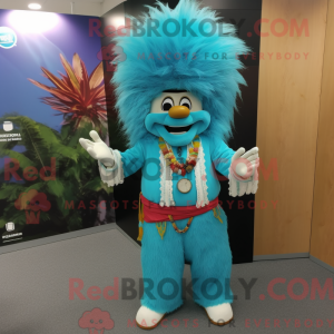 Maskottchenfigur eines Cyan...