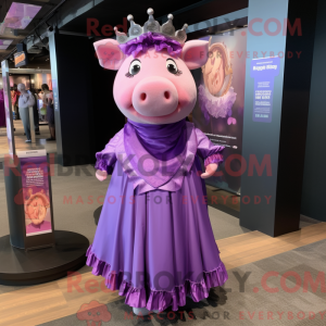 Maskottchenfigur eines lila...