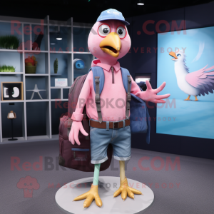 Pink Gull maskot draktfigur...