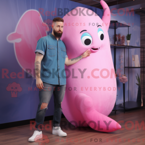 Maskottchen eines rosa...