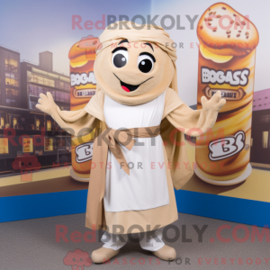 Maskot-karakter af en beige...